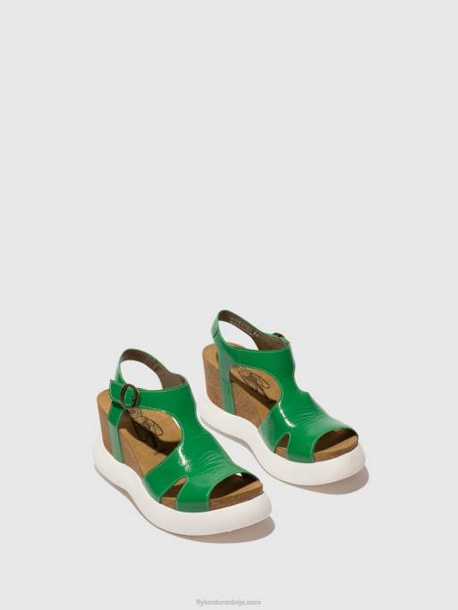 lv Fly London sievietes sprādzes sandales gova962 zaļš 80JP502