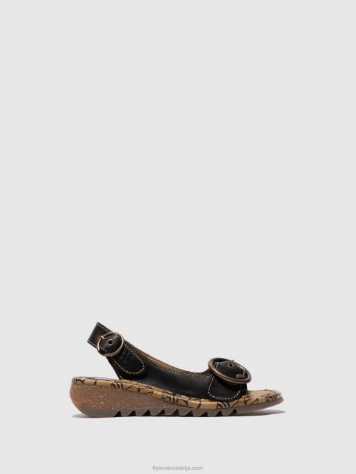 lv Fly London sievietes sprādzes sandales tram723 melns 80JP613