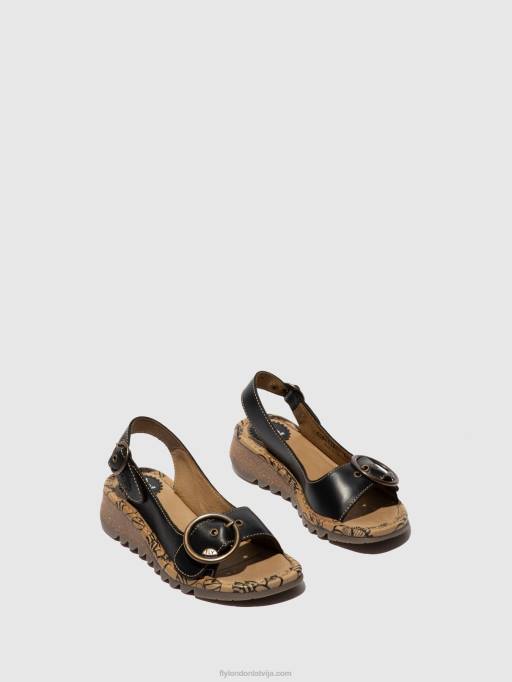 lv Fly London sievietes sprādzes sandales tram723 melns 80JP613