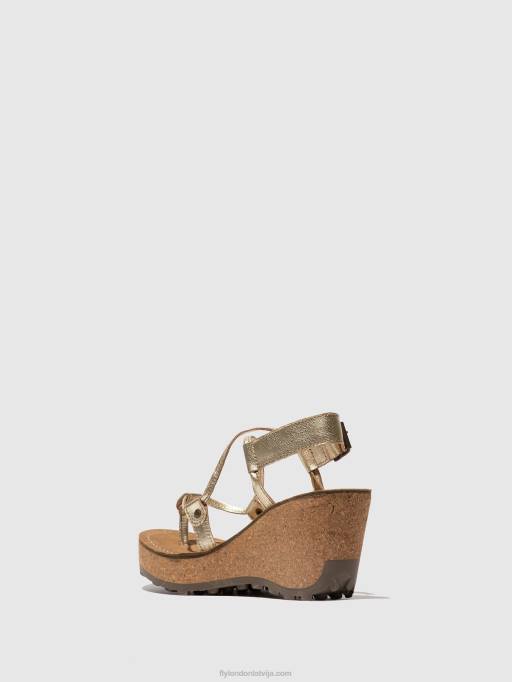 lv Fly London sievietes t-siksnu sandales gosh zelts 80JP521