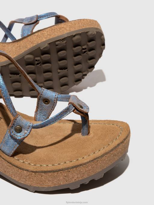 lv Fly London sievietes t-siksnu sandales gosh zils 80JP520