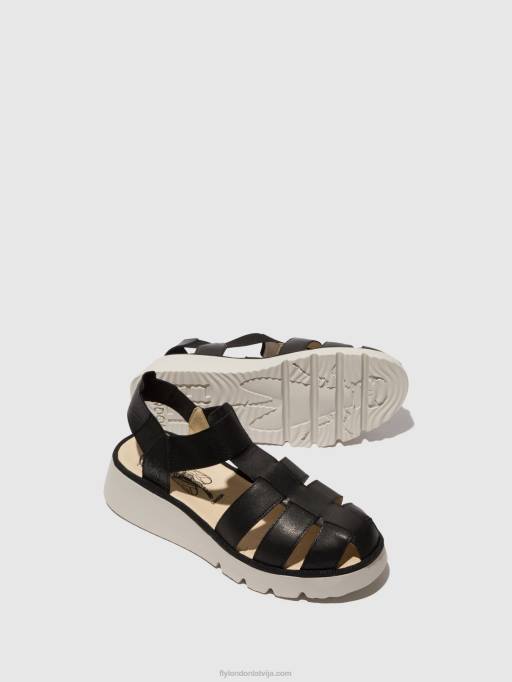 lv Fly London sievietes t-siksnu sandales pefi429 melns 80JP404