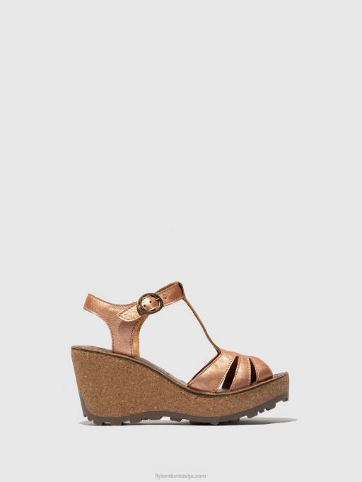 lv Fly London sievietes t-siksnu sandales zelta sārtums zelts 80JP523