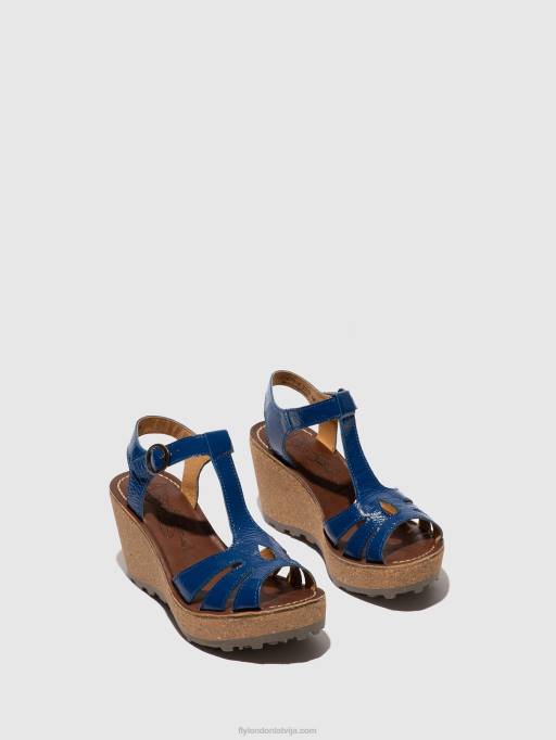 lv Fly London sievietes t-siksnu sandales zelta zils 80JP522