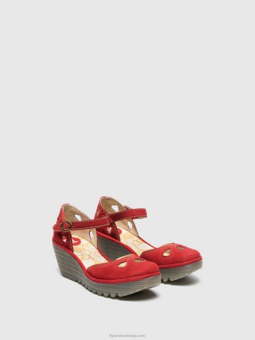 lv Fly London sievietes ķīļveida sandales juna lūpu krāsa sarkana 80JP617