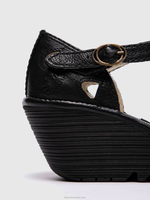 lv Fly London sievietes ķīļveida sandales juna melns 80JP616