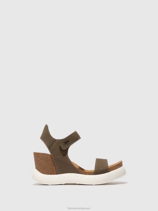 lv Fly London sievietes velcro sandales gogo967 haki 80JP398