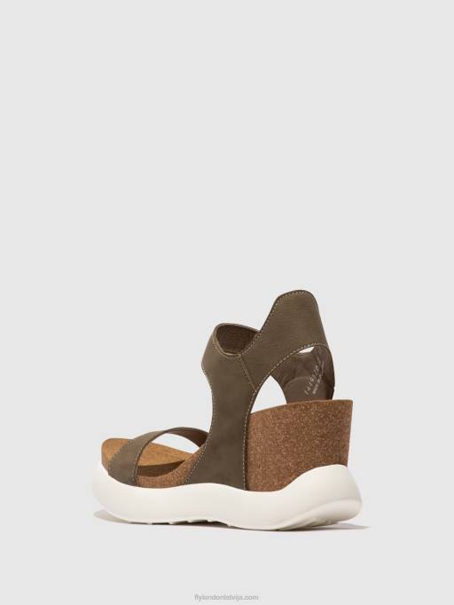 lv Fly London sievietes velcro sandales gogo967 haki 80JP398