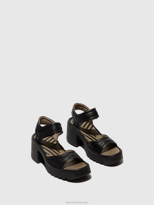 lv Fly London sievietes velcro sandales mank433 melns 80JP401