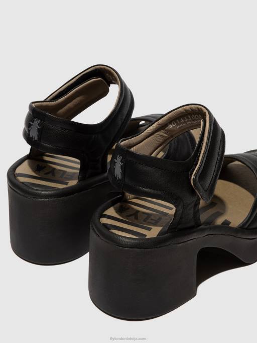lv Fly London sievietes velcro sandales mank433 melns 80JP401