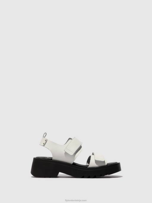 lv Fly London sievietes velcro sandales meka857 pelēkbalts 80JP532