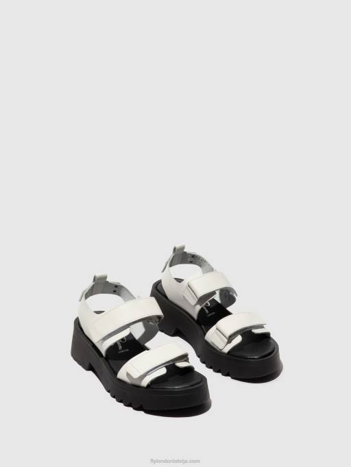 lv Fly London sievietes velcro sandales meka857 pelēkbalts 80JP532