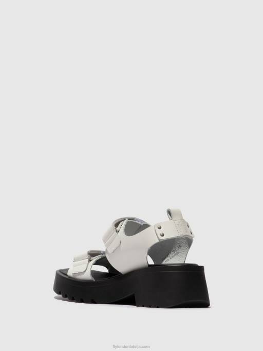 lv Fly London sievietes velcro sandales meka857 pelēkbalts 80JP532