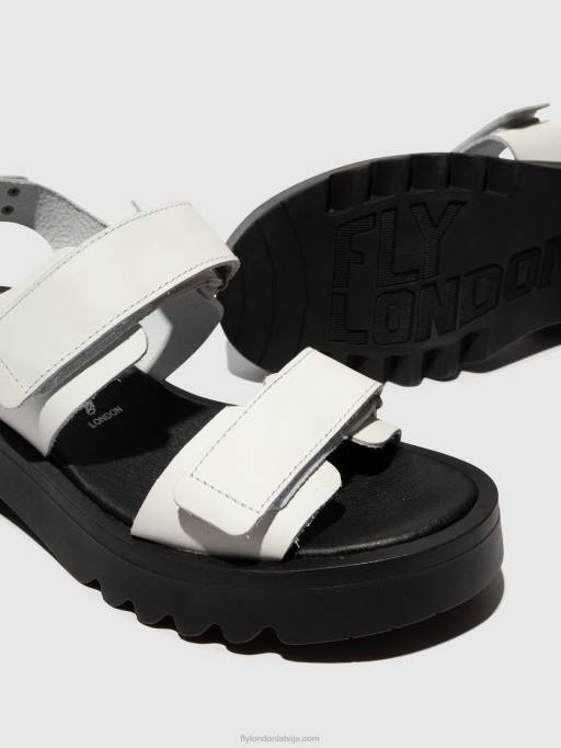 lv Fly London sievietes velcro sandales meka857 pelēkbalts 80JP532