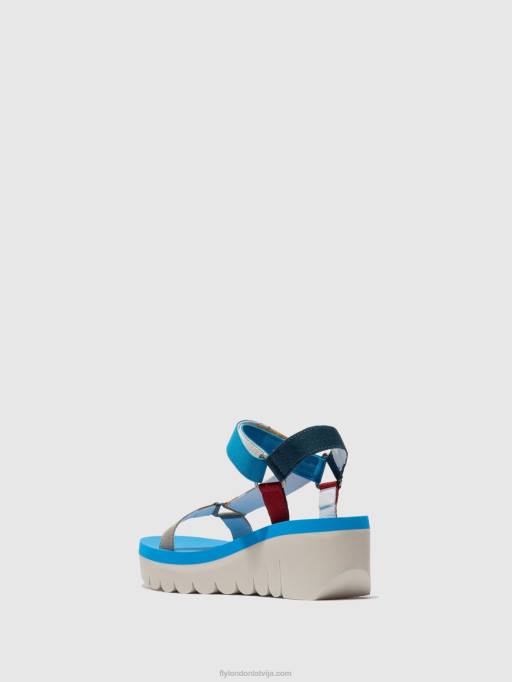 lv Fly London sievietes velcro sandales yefa726 Cupido multi (zilā krāsā) 80JP598