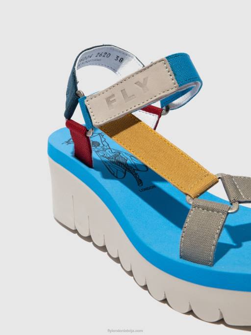 lv Fly London sievietes velcro sandales yefa726 Cupido multi (zilā krāsā) 80JP598