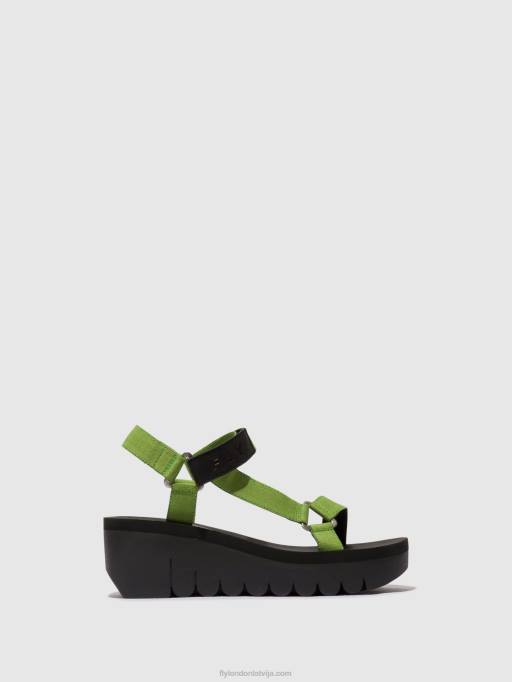 lv Fly London sievietes velcro sandales yefa726 melns/avokado (melns 80JP394