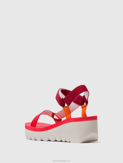 lv Fly London sievietes velcro sandales yefa726 multi (sarkans) 80JP529