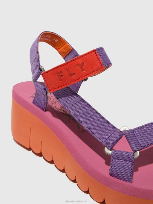 lv Fly London sievietes velcro sandales yefa726 oranža/violeta (roze) 80JP396