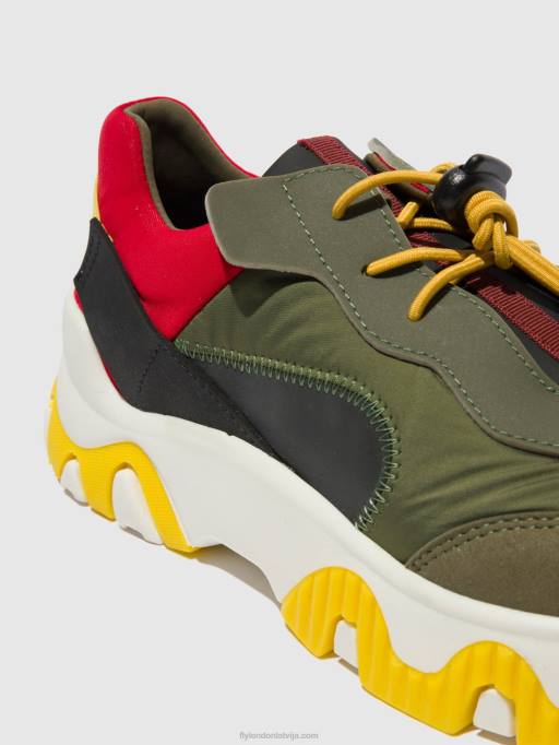 lv Fly London sievietes elastīgie trenažieri fian634 multi haki/sarkans/dzeltens 80JP763