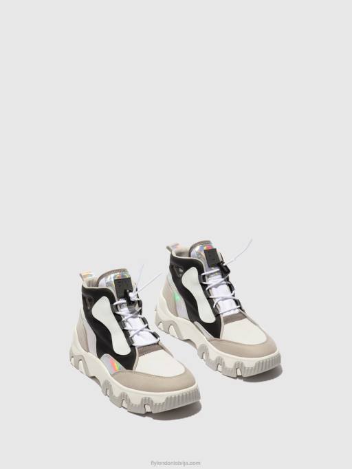 lv Fly London sievietes hi-top trenažieri feny633 daudz balts 80JP775