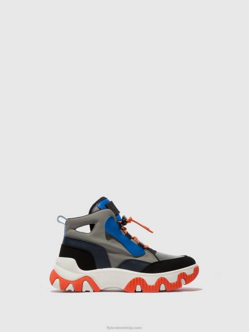 lv Fly London sievietes hi-top trenažieri feny633 multi pelēks/zils/oranžs 80JP766