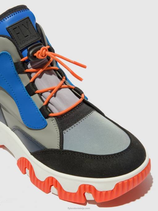 lv Fly London sievietes hi-top trenažieri feny633 multi pelēks/zils/oranžs 80JP766