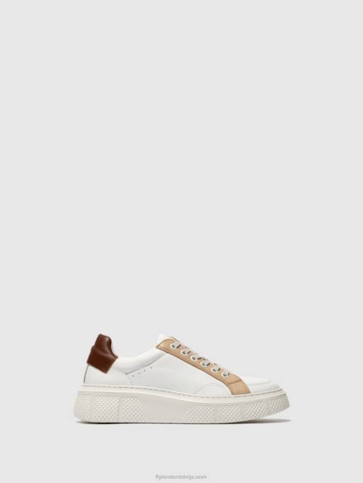 lv Fly London sievietes šņoru trenažieri emmy510 balts/bēšs/konjaks 80JP757