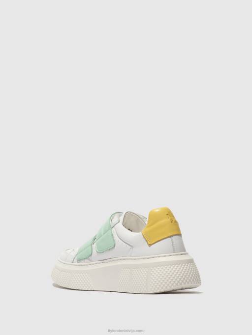 lv Fly London sievietes velcro trenažieri edda513 balts/mints/dzeltens 80JP755