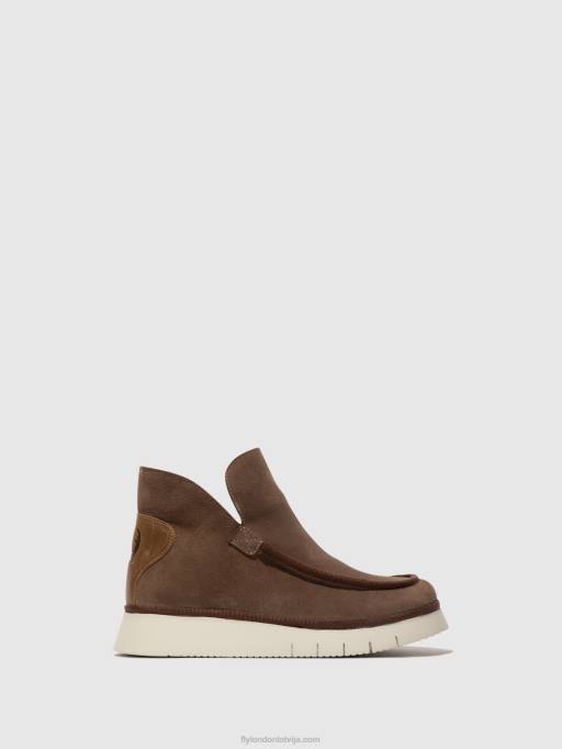 lv Fly London sievietes apaļas purngalas puszābaki coze348 taupe/kamielis 80JP84