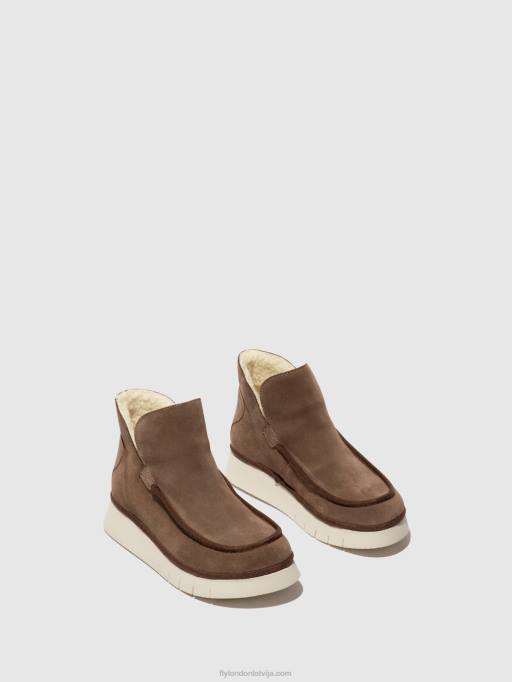 lv Fly London sievietes apaļas purngalas puszābaki coze348 taupe/kamielis 80JP84