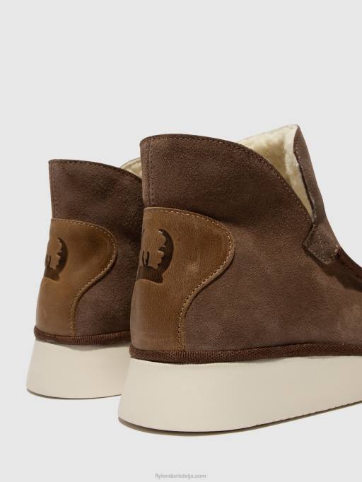lv Fly London sievietes apaļas purngalas puszābaki coze348 taupe/kamielis 80JP84