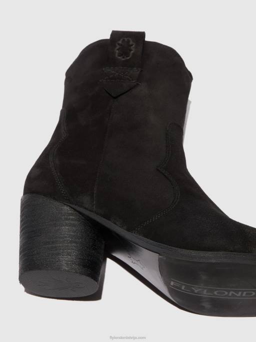 lv Fly London sievietes puszābaki ar rāvējslēdzēju alba825 zamšādas melna 80JP188