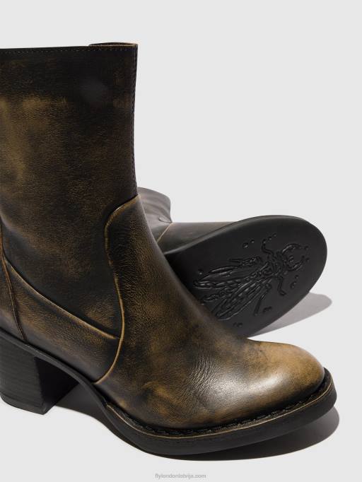 lv Fly London sievietes rāvējslēdzēja zābaki becy097 olīvu 80JP67