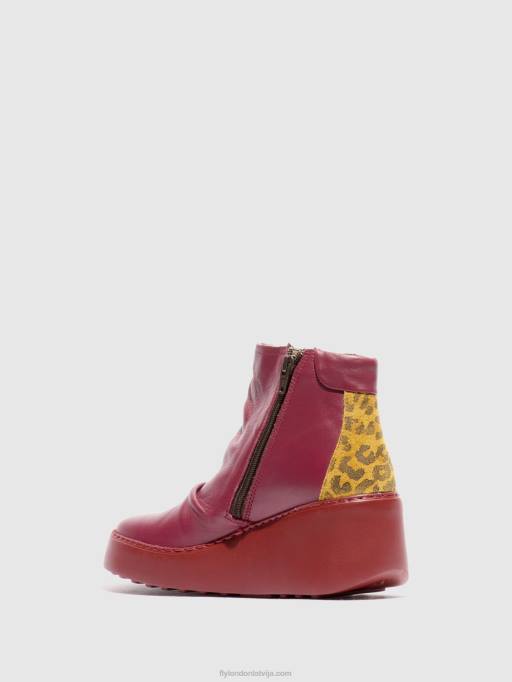 lv Fly London sievietes rāvējslēdzēja zābaki dabe461 vīns/iedegums 80JP59