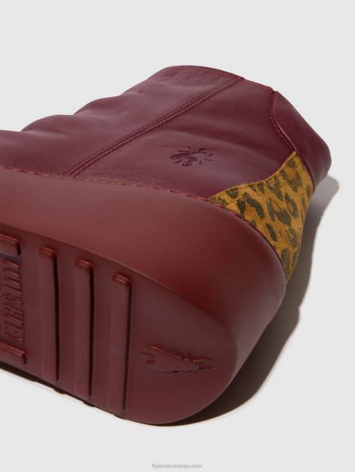 lv Fly London sievietes rāvējslēdzēja zābaki dabe461 vīns/iedegums 80JP59