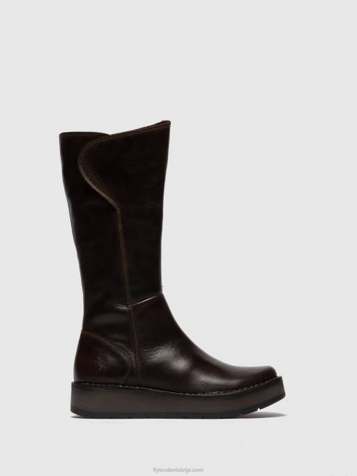 lv Fly London sievietes rāvējslēdzēja zābaki rhea042 paklājs dk. brūns 80JP341