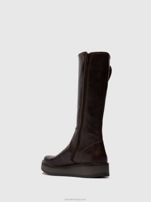 lv Fly London sievietes rāvējslēdzēja zābaki rhea042 paklājs dk. brūns 80JP341