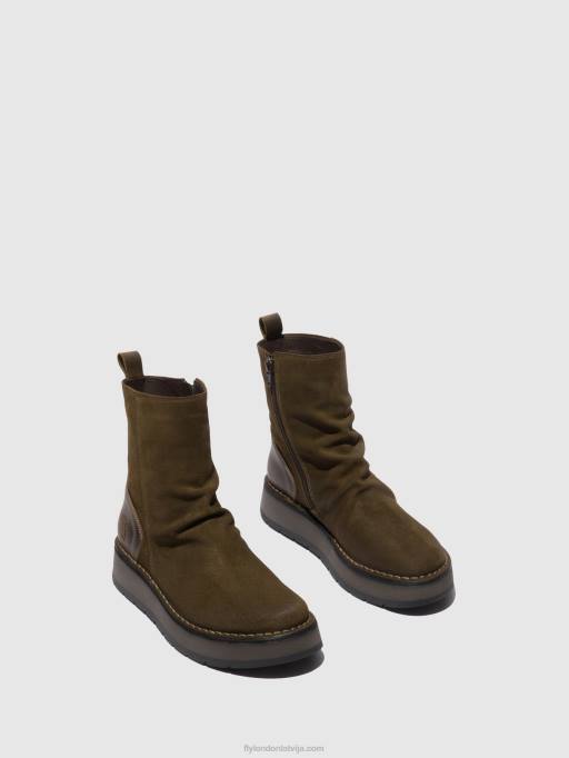 lv Fly London sievietes zip up boots reno053 eļļas zamšādas/paklāju nogulsnes/olīvu 80JP320