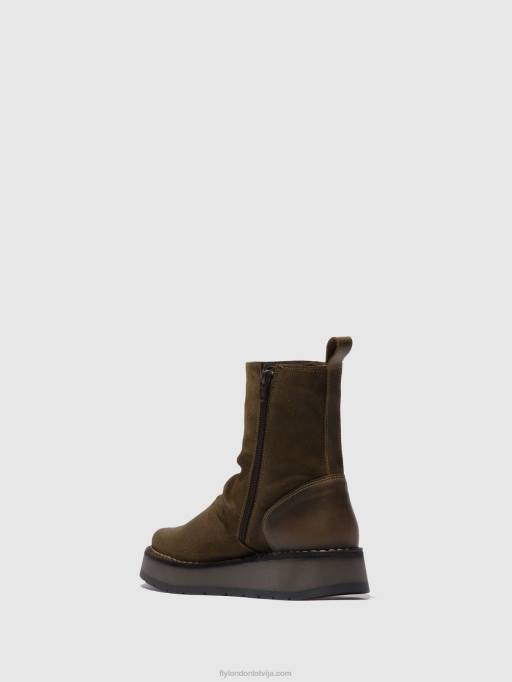 lv Fly London sievietes zip up boots reno053 eļļas zamšādas/paklāju nogulsnes/olīvu 80JP320