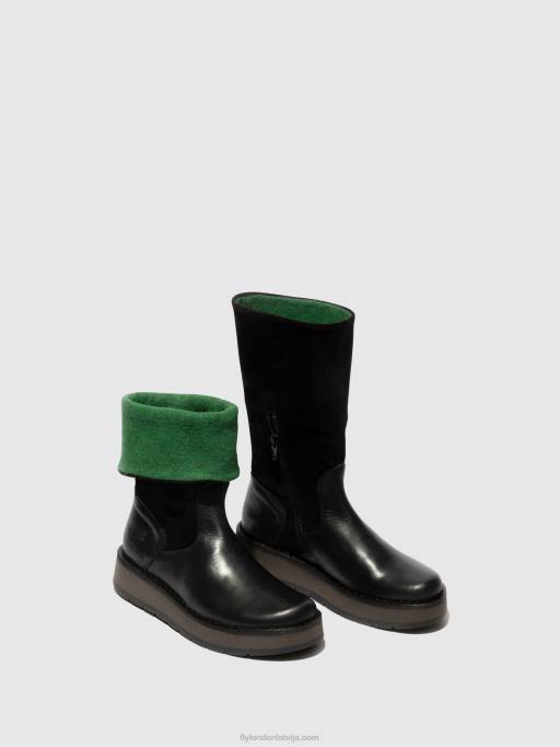 lv Fly London sievietes zip up boots rula083 melns (zaļš) 80JP297