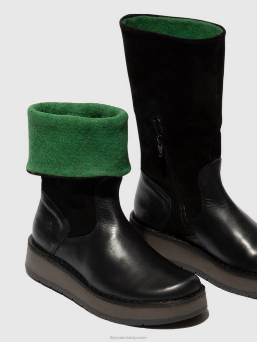 lv Fly London sievietes zip up boots rula083 melns (zaļš) 80JP297