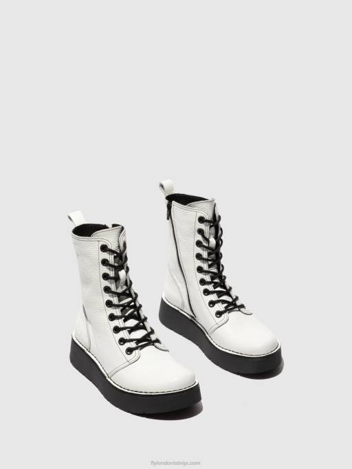 lv Fly London sievietes šņorzābaki rami043 Rio balts (melns st) 80JP321